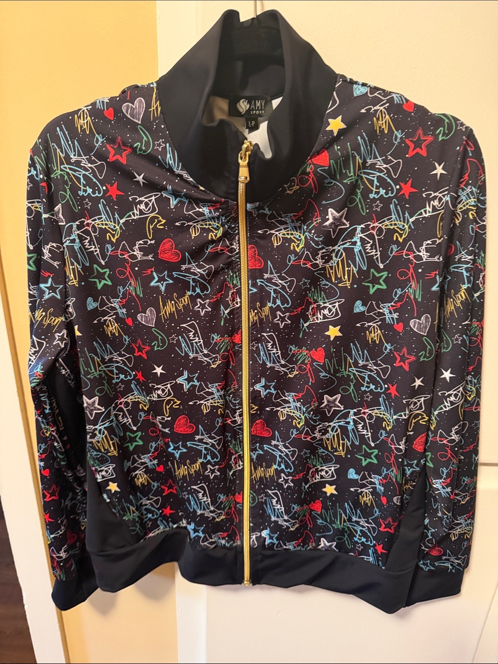 Amy Coe Black Jacket with Multicolor Star & Heart Print